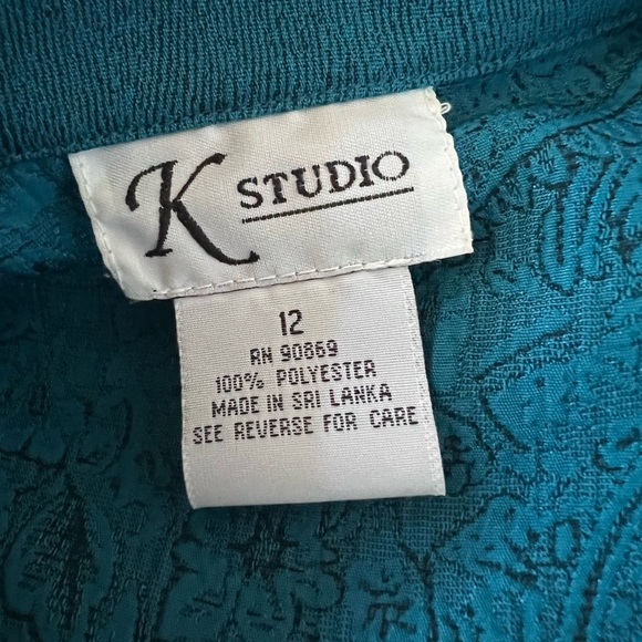 🔥🔥K Studio Women’s Blazer Green/black Paisley Design Size 12 - Picture 3 of 3